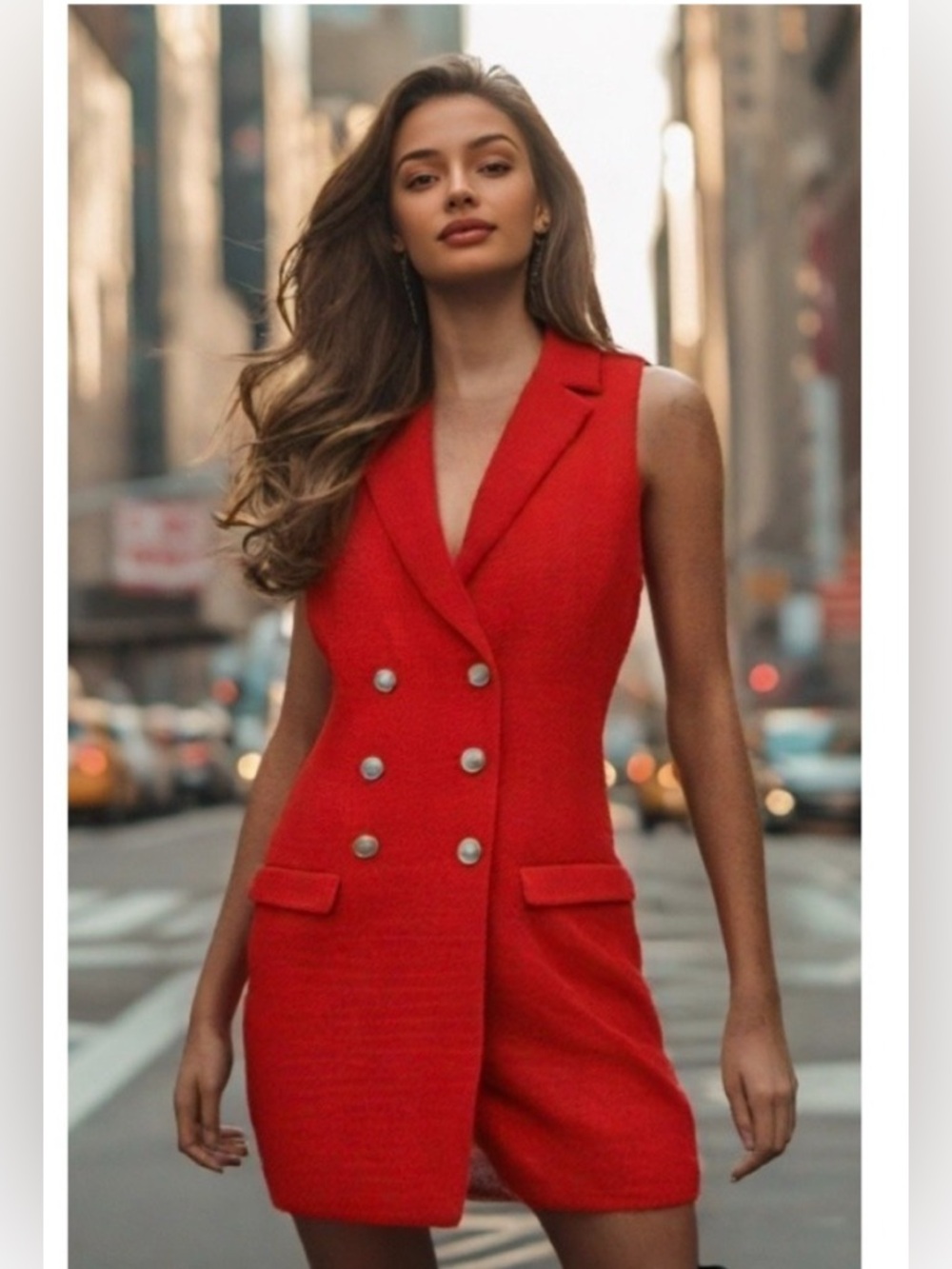 Jason Wu Coral-Red Tweed Sleeveless Vest Dress